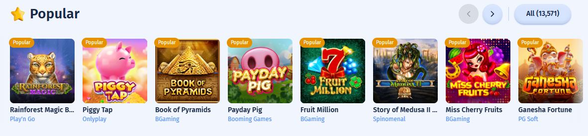 Browse over 13,000 popular slots and casino games in one catalog